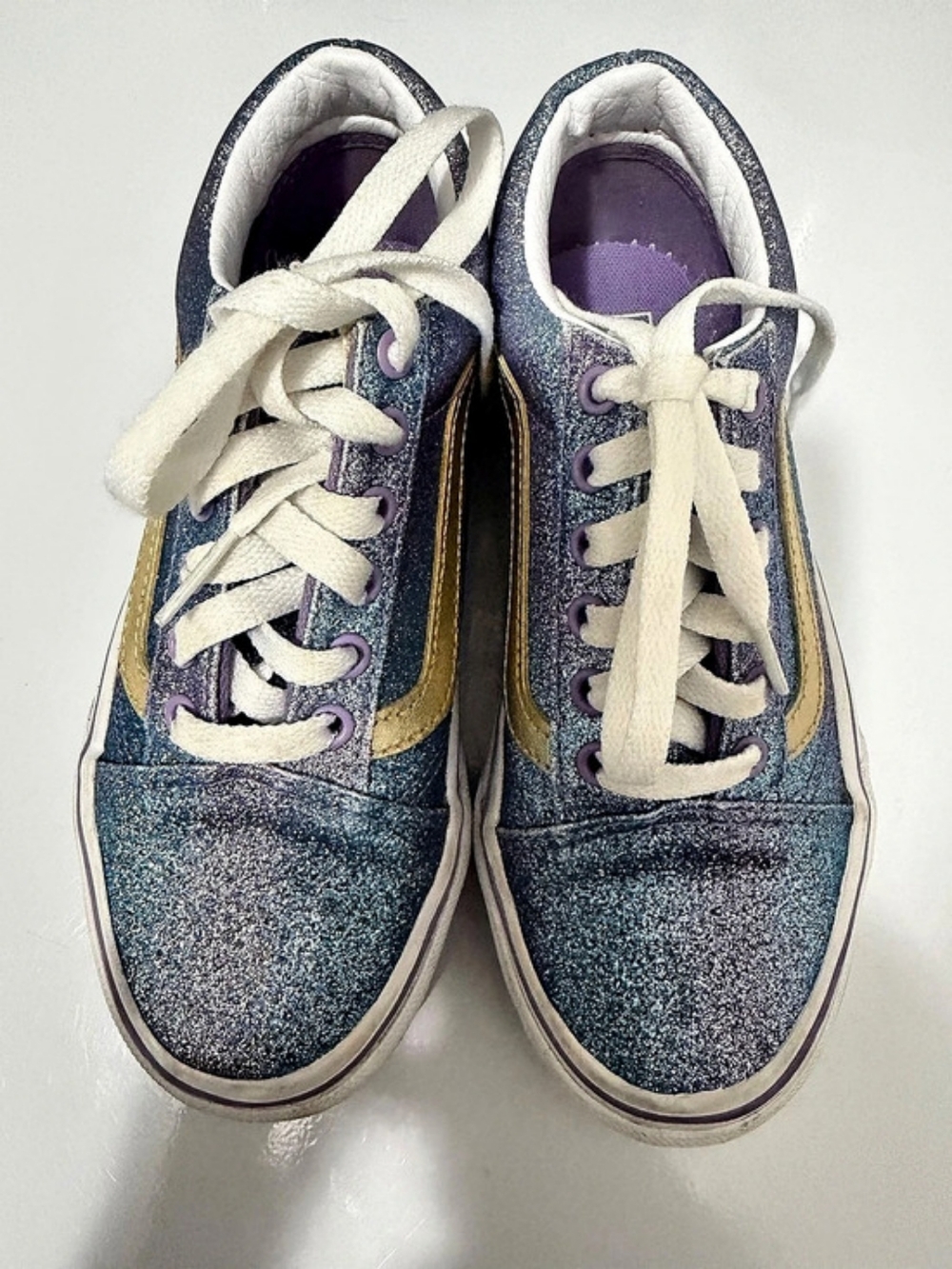 Vans Old Skool Ombre Glitter Blue & Silver Sneakers